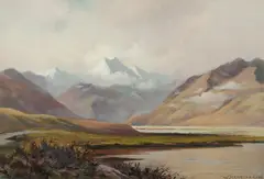 William Gibb, New Zealand River Landscape, Oil on Card