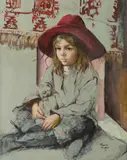 Thomasine Bradford, Girl in Red Hat, 1979, Oil on Canvas