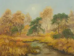 Jos Noeyens, River in Autumn, 1978, Oil on Canvas