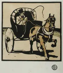 The Cabriolet by William Nicholson, 1897, Woodcut, sold Mar 2021