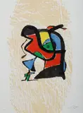Joan Miró, Graveur IV,' 1981 (12.vi.81), Stamp signed lower right; authenticated & signed in pencil by Emilio F. Miro verso. Ref: Cramer 1289