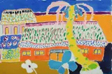 Building & Palm Tree - Unsigned by Malcolm de Chazal, Gouache, sold Mar 2021
