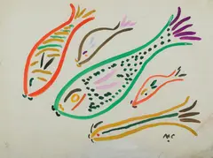 Fish - Initialled 'M.C by Malcolm de Chazal, Gouache, sold Mar 2021