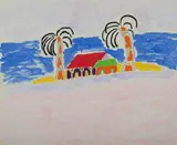 Island with Palms & Hut - Unsigned by Malcolm de Chazal, Gouache, sold Mar 2021
