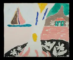 Yacht House & Tree - Landscape with Palms (verso) by Malcolm de Chazal, Gouache, sold Mar 2021