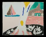 Yacht House & Tree - Landscape with Palms (verso) by Malcolm de Chazal, Gouache, sold Mar 2021