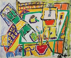 Malcolm de Chazal, Room Interior - Initialled 'M.C, Gouache
