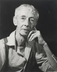 Douglas Glass, Portrait of Norman Lindsay taken in Springwood, NSW, 1948, Douglas Glass, London studio stamp verso, with additional hand inscription in blue ink 'N L taken in Springwood.'