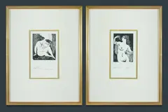 (2) by Norman Lindsay, printed 2000 (ed. 30/125) 12.5x9cm (image), sold Feb 2021