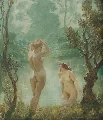 Norman Lindsay, The Bathers, Oil on Canvas on Board