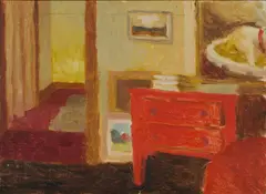Interior with Red Chest by Roland Wakelin, 1960, Oil on Canvas, sold Nov 2020