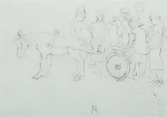 Sicily by Donald Friend, Pencil & Ink, sold Nov 2020