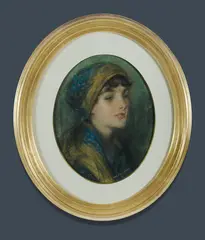 Dora Lynell Wilson, Three-quarter Profile of a Young Woman in Head Scarf, Pastel