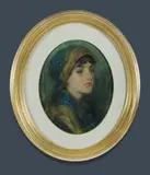 Dora Lynell Wilson, Three-quarter Profile of a Young Woman in Head Scarf, Pastel