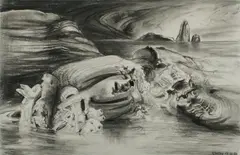 James Timothy Gleeson, Surreal Landscape 28.12. [19]82, Charcoal