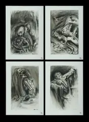 James Timothy Gleeson, 4 Psychoscapes 14.1.[19]82 (2) & 17.1.[19]82 (2), Charcoal & Ink (4)