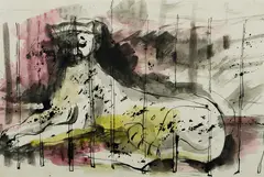 Caged Leopard by Francis Lymburner, W/Clr, Ink & Wash, sold Nov 2020