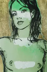 Belinda by David Bromley, Acrylic & Metallic Leaf on Canvas, sold Nov 2020