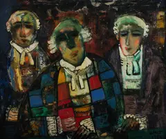 Michael Kmit, Three Lawyers, 1956, Oil on Panel