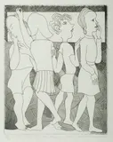 Charles Blackman, Self Portrait with Three Sisters, Etching with Aquatint 24/30