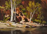 Dudley Parker, Ghost Gums, Brachina Gorge, Oil on Canvas on Board