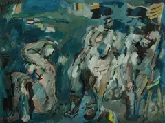 Elles by Paul Haefliger, 1971, Oil on Board, sold Nov 2020