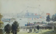Charles E. S. Tindall, Landing of Lord Jellicoe, from The New Zealand, June 26th 1919, W/Clr & Gouache