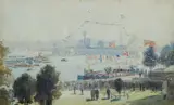 Charles E. S. Tindall, Landing of Lord Jellicoe, from The New Zealand, June 26th 1919, W/Clr & Gouache