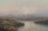 Ramon Ward-Thompson, City Skyline, Longueville, Sydney, Oil on Canvas on Board