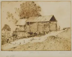 Herbert R Gallop, Burragorang Barns, Etching 1st State Trial Proof No.1