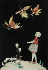 Margaret Clark, Autumn Leaf Fairies, Ink & W/Clr