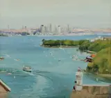 Dermont Hellier, Towards the City, Mosman Bay NSW, Oil on Canvas on Board