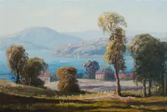 Leon Hanson, Sydney Harbour from Seaforth, Oil on Canvas Board