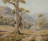 R Parsons, Droving Through the Valley, Oil on Canvas