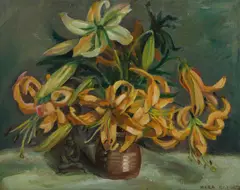 Hera Roberts, Tiger Lilies, Oil on Canvas on Board