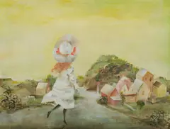 Cedric Flower, Young Girl Going into Town, Oil on Board