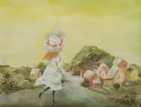 Cedric Flower, Young Girl Going into Town, Oil on Board