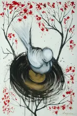 Dove in Cherry Blossom by Mark Hanham, Acrylic on Canvas, offered Nov 2020