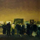Edgar Reginald Jones, Gallery Viewing, Oil on Paper