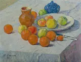 Still Life with Fruit by Yuri Alexandrovitch Smirnov, 1967, Oil on Linen, sold Nov 2020
