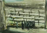 Joseph Kossonogi, Western (Wailing) Wall, Jerusalem, 1967, Mixed Media on Paper
