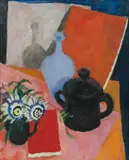Mildred Bendall, Still Life with Passion Flowers and Black Pot - Unsigned, Oil on Canvas