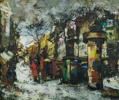 Paris Street by Olivier Foss, Oil on Canvas, sold Nov 2020