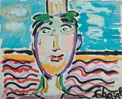 Man in Hat by Malcolm de Chazal, Gouache, sold Nov 2020