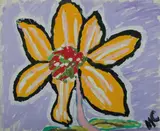 Malcolm de Chazal, Red & Orange Flower - Initialled 'M C' lower right