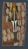Brian Nyinawanga, Skeleton Crushing Stones/Devil's Eggs, Natural Earth Pigments on Bark