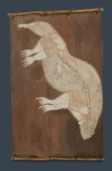 Lofty Nabardayal Nadjamerrek, Porcupine Female, Natural Earth Pigments on Bark
