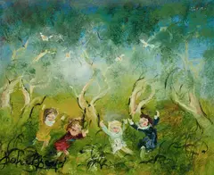 David Boyd, Children Playing, Oil on Board