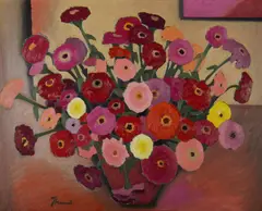 Joanne Thew, Poppies, Oil on Board