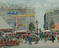 Eugene Barany, Paris Street, 1951, Oil on Canvas Board